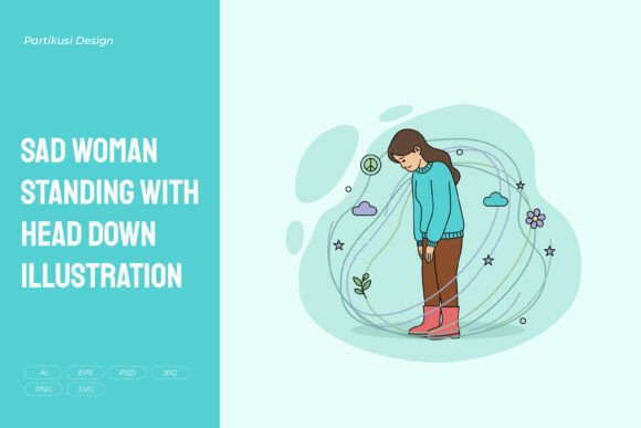 Download Sad Woman Standing with Head Down - Premium Resources