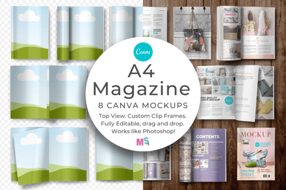 Download A4 Magazine Mockup Canva Template - Mockup Collection