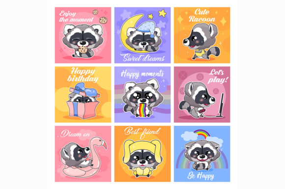 Download Cute Raccoon Kawaii Character Mockup - Mockup Collection