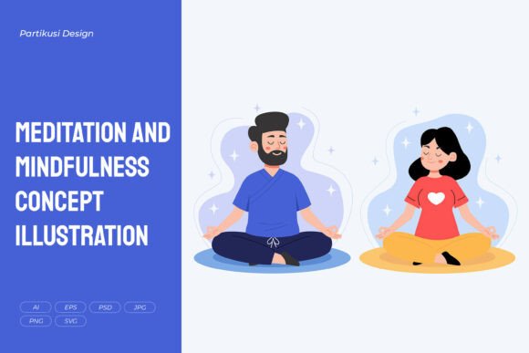 Download Meditation and Mindfulness Illustration - Premium Bundle