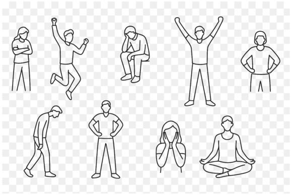 Download Line Art Set of Emotional Expressions - Premium Resources