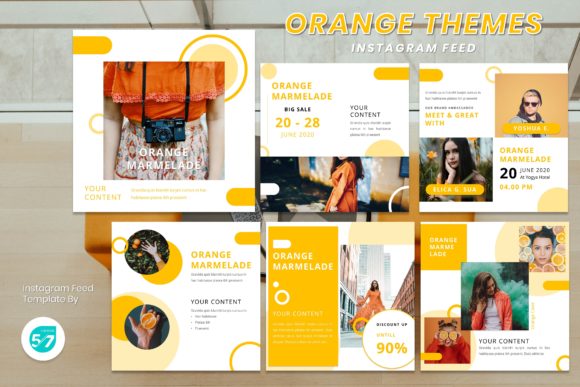 Download Instagram Feed Template - Orange Themes - Orange Collection