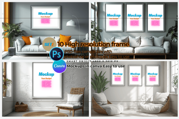 Download Frame Mockup Interior PS-Canva Template - Mockup Collection