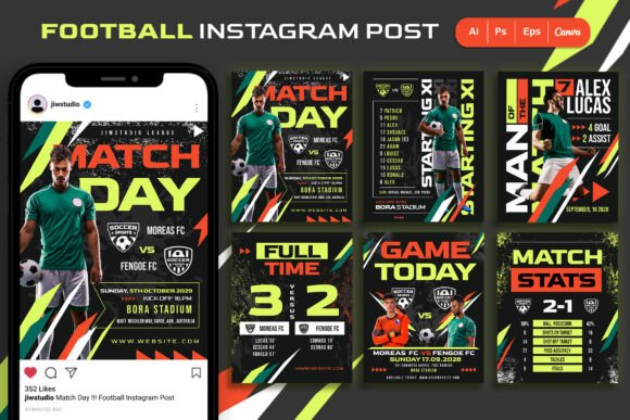 Download Green &amp; Orange | Football Instagram Post - Orange Collection
