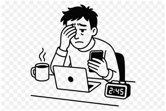 Download Burnout and Digital Overload Line Art - Premium Resources