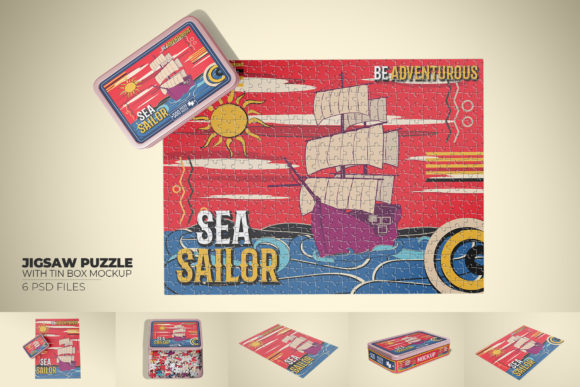 Download Puzzle Board with Tin Box Mockup Set. - Mockup Collection