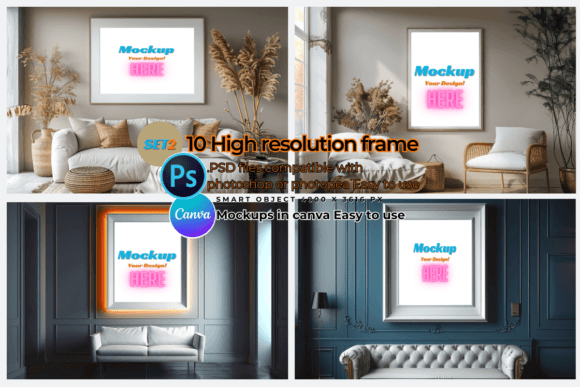 Download Frame Mockup Interior PSD-Canva Template - Mockup Collection