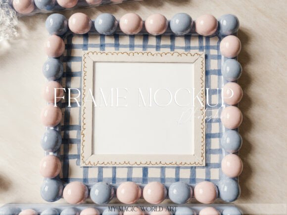 Download Pastel Beaded Square Frame PSD Mockup - Mockup Collection